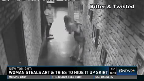 Woman Steals Art And Tries To Hide It Under Her Skirt Youtube