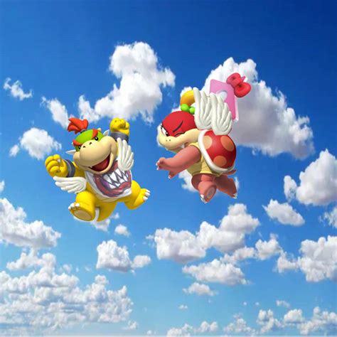 Para Bowser Jr And Para Pom Pom Flying In The Sky By Juniortheiv On