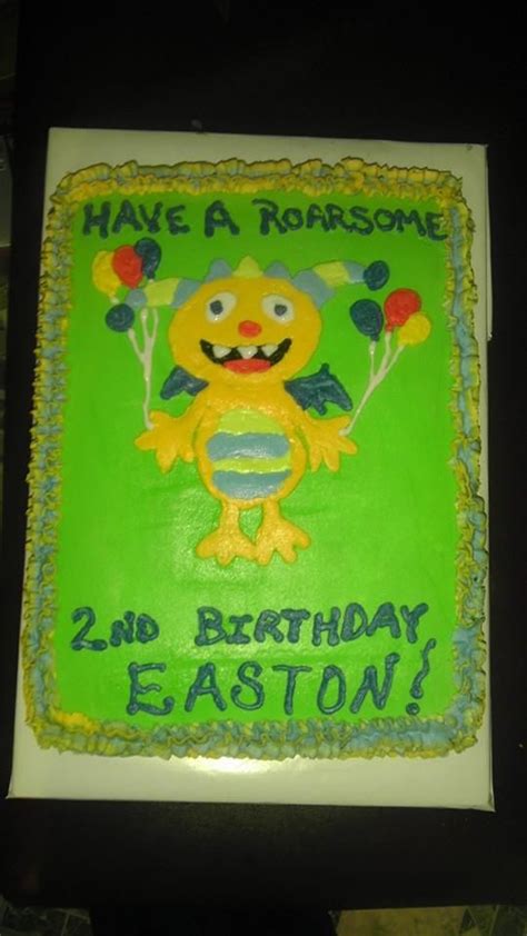 A Birthday Cake With An Image Of A Cartoon Character On It