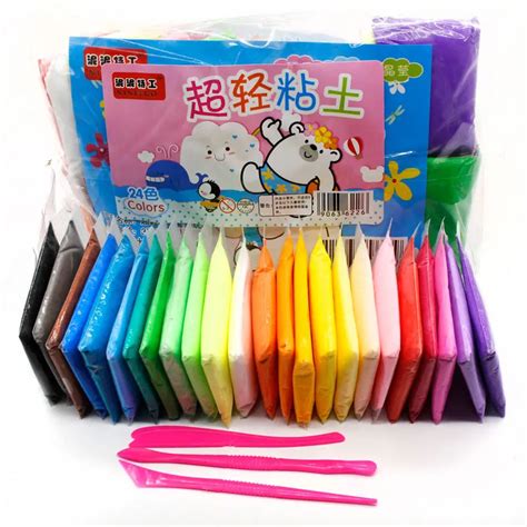 24pcs Colored Clay Plasticine Modelling Kit Clay Air Dry Light Diy