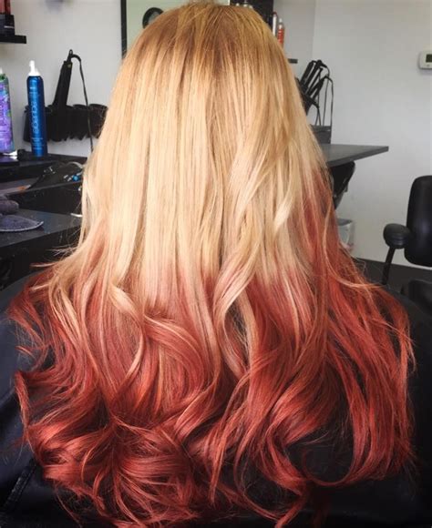 reverse ombre blonde to red ombre hair blonde red ombre hair red hair tips