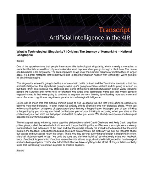 Transcript What Is Technological Singularity Origins The Journey Of