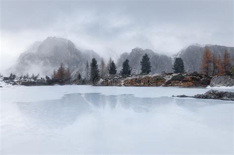Lake Limides Lago Di Limides In Late Autumn Near Cortina D Ampezzo