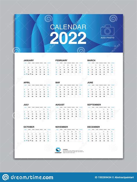 Calendar 2022 Template Wall Calendar 2022 Vector Desk Calendar Design