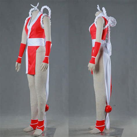 mai shiranui cosplay costumes red and white kunoichi dress outfits for men s and women s