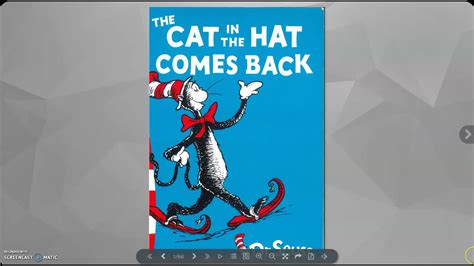 The Cat In The Hat Comes Back By Dr Seuss Read Aloud Youtube