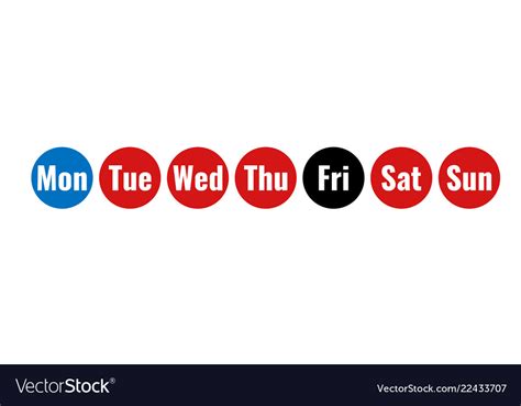 Week Days Round Icons Royalty Free Vector Image