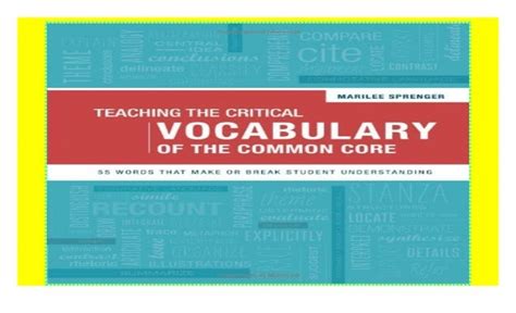 Teaching The Critical Vocabulary Of The Common Core 55 Words That Make