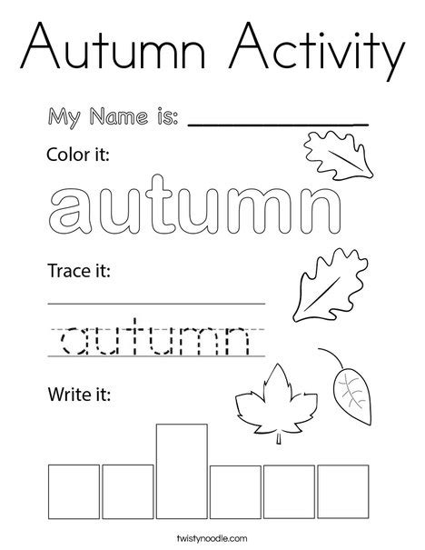 Autumn Activity Coloring Page Twisty Noodle