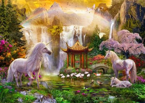 Fantasy Of Unicorns Waterfalls And Castles Art Id 89472