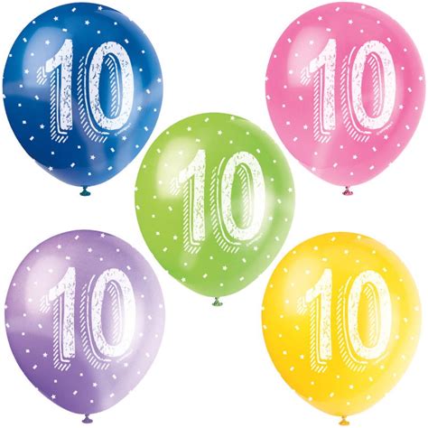 Assorted Colours 10th Birthday Party Latex Balloons Click Save Smile