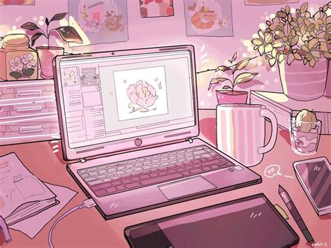 Aesthetic Laptop Pastel Pink Aesthetic Aesthetic Anime Kawaii Wallpaper
