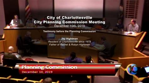City Of Charlottesville Planning Commission Meeting Jay Hightman