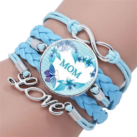 BEST MOM EVER Bracelets For Women Letter Glass Cabochon Charm Braided