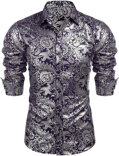 Coofandy Mens Luxury Design Shirts Floral Dress Shirt Casual Button