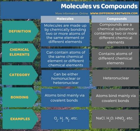 Difference Between Molecules And Compounds Compare The Difference