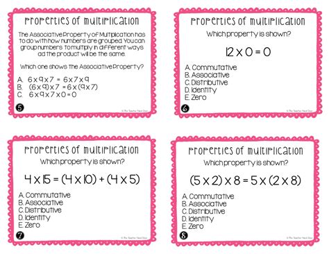 3rd Grade Properties Of Multiplication Task Cards The Teacher Next Door