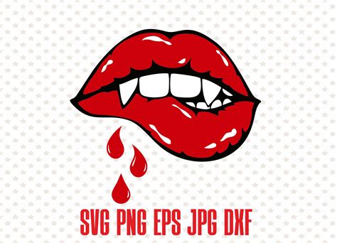 Vampire Biting Lips Svg File Vector Dripping Lips Biting Etsy