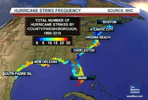 Hurricane Strike Frequency The Weather Channel Atlantic City Weather