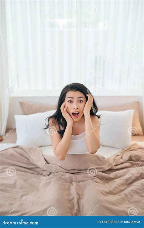Asian Girl Shocked As She Wakes Up Late Stock Image Image Of Woman