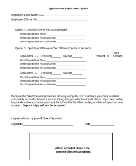 Free 10 Sample Payroll Direct Deposit Forms In Pdf Ms Word Excel