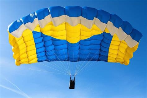Premium Ai Image Parachutist With Yellow And Blue Parachute Against A
