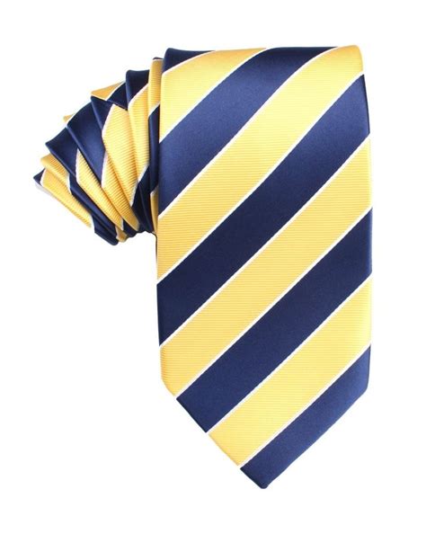 Yellow And Navy Blue Striped Tie British Regimental Ties And Neckties