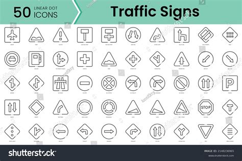 Set Traffic Signs Icons Line Art Stock Vector Royalty Free 2148236965