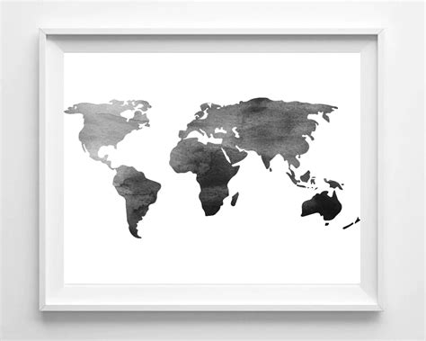 Cool World Map Wall Art Black And White 2022 World Map With Major