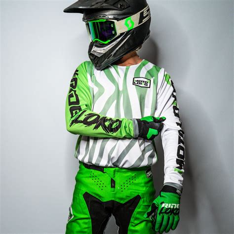 Customised Motocross Jersey - Green/White Primal (Kids) - MotoLoko