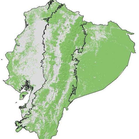 Mapa de ecosistemas del Ecuador Continental Las áreas en gris