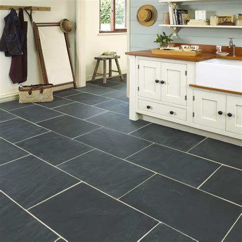 Bold bursts of color can easily jazz up an otherwise monotone kitchen. Classical Flagstones Rustic Black Slate Tiles