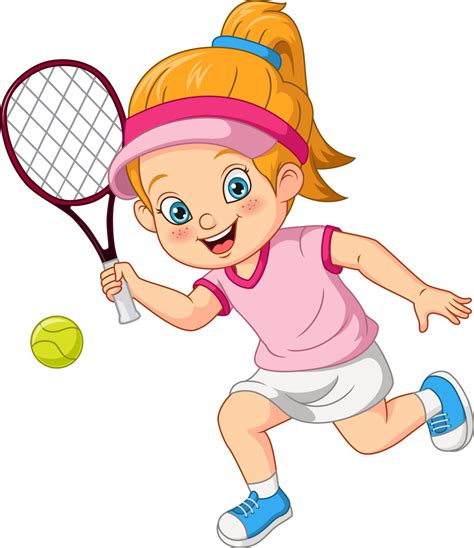 Cartoon Funny Girl Playing Tennis 5112871 Vector Art At Vecteezy