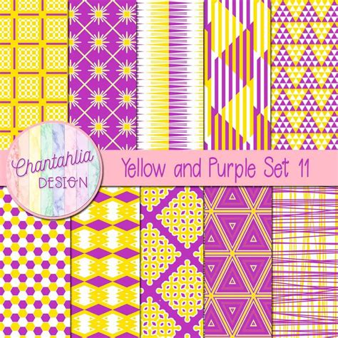 Free Yellow And Purple Digital Papers With Patterned Designs