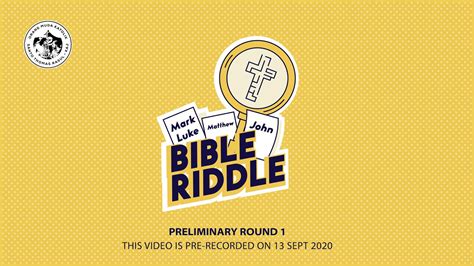 Have fun and don't peek at the answer until you. Bible Riddle Preliminary Round 1 - YouTube
