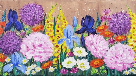 Easy Impressionist Flower Garden Acrylic Painting Live Tutorial Youtube