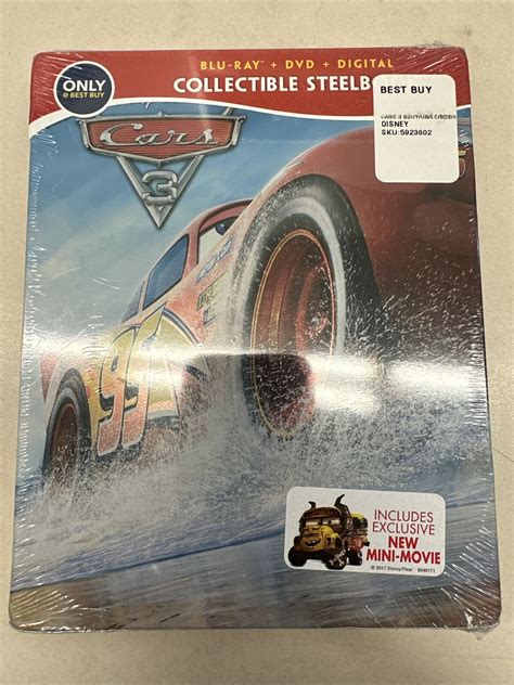 Disney Pixar Cars 3 Steelbook Blu Ray Dvd Digital New W Exclusive Mini