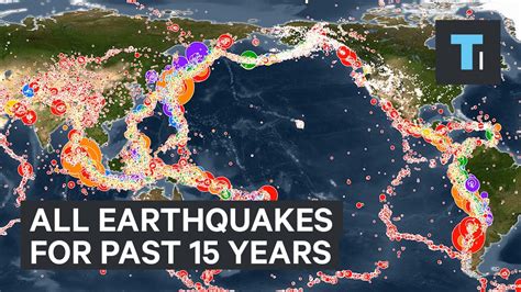 Animated Map All Earthquakes Of The Past 15 Years Youtube