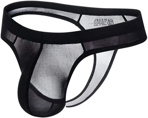 Men S Thongs Underwear Sexy See Through Mesh Pouch T Back Bikini Briefs