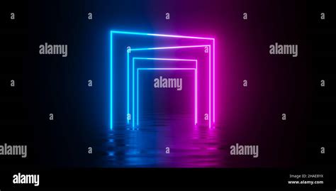 Multiple Modern Futuristic Abstract Blue Red And Pink Neon Glowing