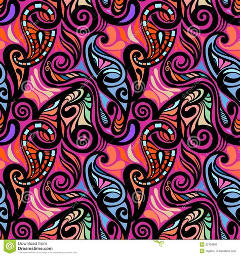 Colorful Abstract Seamless Paisley Pattern Stock