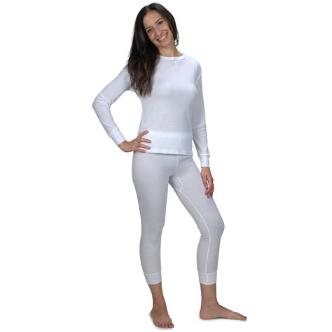 Women S Soft 100 Cotton Waffle Thermal Underwear Long Johns Sets White Xx Large