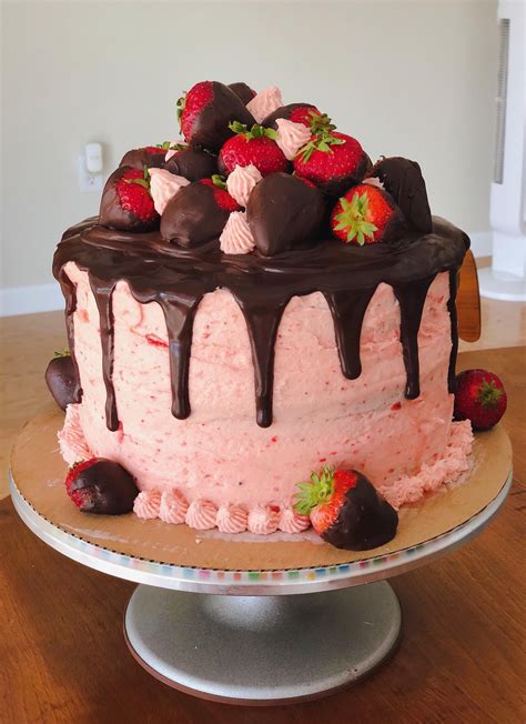 Homemade Chocolate Covered Strawberry Cake Food Recipes