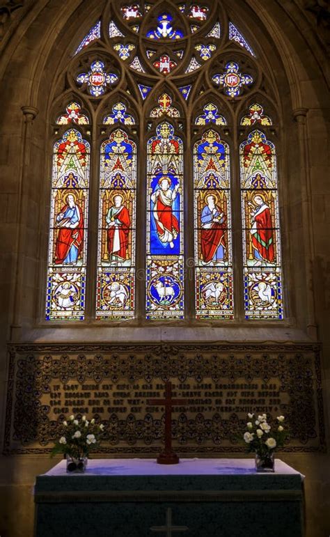 Beautiful Stained Glass Window Above An Altar Stock Image Image Of History Medieval 81670233