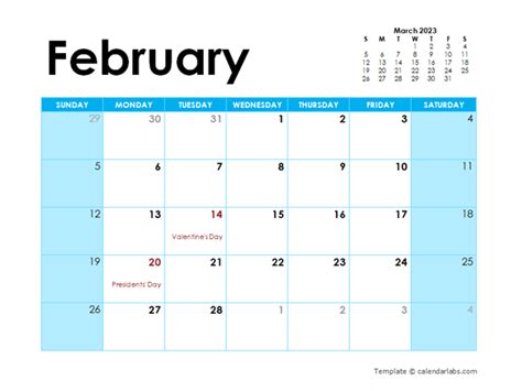 February 2023 Calendar With Holidays Free Printable Templates