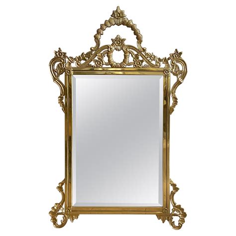 Brass Wall Mirror With Solid Brass Ribbon Swag For Sale At 1stdibs