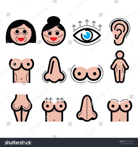 Plastic Surgery Beauty Vector Icons Set Stock Vector