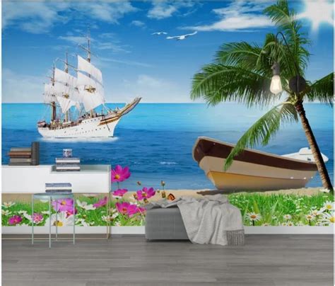 Wallpapers Wdbh Custom Po 3d Wallpaper Summer Beach Coconut Tree