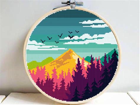 Modern cross stitch kits and patterns by the best contemporary designers, including satsuma street, red gate stitchery, tiny moderninst, gera, and more. Mountain landscape modern cross stitch pattern, easy ...