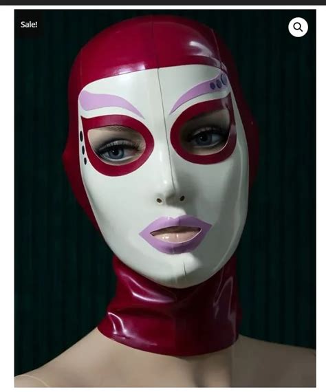 Sexy Rose Red Latex Hood Rubber Mask White Face Open Eyes Mouth With Back Zipper Aliexpress